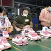 Dây chuyền sản xuất giày xuất khẩu sang thị trường châu Âu tại Công ty Hồng An, tỉnh Hòa Bình. (Ảnh: Trần Việt/TTXVN)