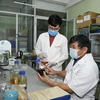 Phó Giáo sư-Tiến sỹ, Nghiên cứu viên cao cấp Lê Quang Huấn (bên phải) và cộng sự nghiên cứu thuốc điều trị COVID-19 từ việc kết hợp thông tin từ Y văn cùng với các công bố quốc tế mới nhất để sàng lọc, lựa chọn các dược chất có hoạt tính sinh dược cao từ 