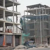 Khu vực hai nữ công nhân bị tai nạn thuộc gói thầu xây lắp số 8 của công trình Khu đô thị mới Cao Xanh, Hà Khánh B mở rộng. (Ảnh Thanh Vân/TTXVN)