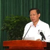 Chủ tịch UBND Thành phố Hồ Chí Minh Phan Văn Mãi phát biểu tại Hội nghị. (Ảnh: Xuân Tình/TTXVN)