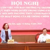 Bà Trương Thị Mai, Ủy viên Bộ Chính trị, Bí thư Trung ương Đảng, Trưởng Ban Tổ chức Trung ương, Trưởng Ban Chỉ đạo Đề án Trung ương 6 Khóa XIII phát biểu tại hội nghị. (Ảnh: An Đăng/TTXVN)