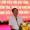 Ông Lê Minh Khái, Bí thư Trung ương Đảng, Phó Thủ tướng Chính phủ, Tổ trưởng Tổ công tác số 2, phát biểu tại buổi làm việc. (Ảnh: Ngọc Thiện/TTXVN)