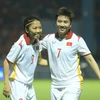 Niềm vui của các cô gái Việt Nam trong chiến thắng trước Campuchia. (Ảnh: Thanh Xuân/Vietnam+)
