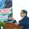 Thủ tướng Phạm Minh Chính phát biểu tại Hội nghị xúc tiến đầu tư tỉnh Gia Lai 2022. (Ảnh: Văn Điệp/TTXVN)