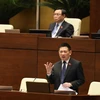 Bộ trưởng Bộ Tài chính Hồ Đức Phớc phát biểu giải trình, làm rõ một số vấn đề đại biểu Quốc hội nêu. (Ảnh: An Đăng/TTXVN)