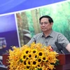 Thủ tướng Phạm Minh Chính phát biểu tại Hội nghị tổng kết thực hiện Nghị quyết 53 và Kết luận 27 về phát triển Đông Nam Bộ và vùng kinh tế trọng điểm phía Nam. (Ảnh: Dương Giang/TTXVN)