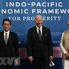 Thủ tướng Nhật Bản Kishida Fumio, Tổng thống Mỹ Joe Biden và Thủ tướng Ấn Độ Narendra Modi tại lễ công bố Khuôn khổ Kinh tế Ấn Độ-Thái Bình Dương vì sự thịnh vượng (IPEF) ở Tokyo, Nhật Bản, ngày 23/5 vừa qua. (Ảnh: AFP/TTXVN)