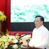 Bí thư Thành ủy Hà Nội Đinh Tiến Dũng phát biểu chỉ đạo, kết luận buổi làm việc. (Nguồn: hanoimoi.com.v)