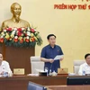 Chủ tịch Quốc hội Vương Đình Huệ phát biểu kết thúc Phiên họp. (Ảnh: Doãn Tấn/TTXVN)