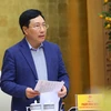 Phó Thủ tướng Thường trực Phạm Bình Minh phát biểu kết luận phiên họp Hội đồng phối hợp, phổ biến giáo dục pháp luật Trung ương năm 2022. (Ảnh: Văn Điệp/TTXVN)