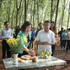 Đại diện lãnh đạo tỉnh Bình Phước thắp hương tưởng niệm các liệt sỹ. (Ảnh: K GỬIH/TTXVN)