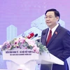 Chủ tịch Quốc hội Vương Đình Huệ phát biểu bế mạc Diễn đàn Kinh tế-Xã hội Việt Nam 2022. (Ảnh: Doãn Tấn/TTXVN)