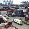 Bãi chứa Container hàng hóa tại Tân Cảng Cát Lái. (Ảnh: Hồng Đạt/TXVN)