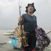 Tôm hùm nuôi của người dân ở Phú Yên chết do sốc nước ngọt. (Ảnh: TTXVN)