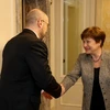 Thủ tướng Ukraine Denys Shmyhal và Tổng giám đốc IMF Kristalina Georgieva. (Nguồn: ukrinform.net)