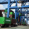 Hoạt động bốc dỡ hàng hóa tại Cảng Cát Lái, thành phố Thủ Đức, TP.HCM. (Ảnh: Hồng Đạt/ TTXVN)