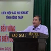Phó Chủ tịch Liên hiệp các Hội Khoa học và Kỹ thuật Việt Nam Phạm Quang Thao phát biểu tại Diễn đàn. (Ảnh: Nhựt An/TTXVN)