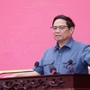 Thủ tướng Phạm Minh Chính kết luận buổi làm việc với lãnh đạo chủ chốt tỉnh Bạc Liêu. (Ảnh: Dương Giang/TTXVN)