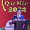 Phó Bí thư huyện Hiệp Hòa Bùi Huy Khánh phát biểu tại buổi lễ. (Ảnh: Danh Lam/TTXVN)