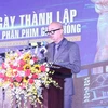 Ông Vi Kiến Thành, Cục trưởng Cục Điện ảnh phát biểu tại buổi lễ. (Ảnh: Thu Hương/TTXVN)