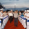 [Photo] Thủ tướng dự Lễ phát lệnh làm hàng đầu năm tại cảng Tân Cảng 