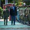 Bộ trưởng Quốc phòng Lloyd J. Austin III được chào đón đến Trại Navarro, Zamboanga, Philippines, ngày 1/2. (Nguồn: defense.gov)