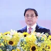 Thủ tướng Phạm Minh Chính trình bày diễn văn kỷ niệm 370 năm xây dựng và phát triển tỉnh Khánh Hòa. (Ảnh: Dương Giang/TTXVN)