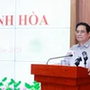 Thủ tướng Phạm Minh Chính kết luận buổi làm việc với lãnh đạo chủ chốt tỉnh Khánh Hòa. (Ảnh: Dương Giang/TTXVN)