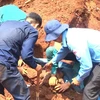 Lực lượng chức năng thị xã và Đội K72 tìm thấy phần mộ hài cốt liệt sĩ tại xã Thanh Phú, thị xã Bình Long. (Nguồn: báo Bình Phước)
