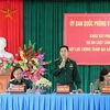 Trung tướng Đỗ Quang Thành, Phó Chủ nhiệm Ủy ban Quốc phòng và An ninh, phát biểu tại buổi làm việc. (Ảnh: Thanh Hải/TTXVN)