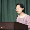 Bà Đàm Thị Vân Thoa, Trưởng ban Chính sách-Luật pháp của Trung ương Hội Liên hiệp Phụ nữ Việt Nam phát biểu. (Ảnh: Thanh Vũ/TTXVN)