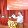 Bộ trưởng Bộ Xây dựng Nguyễn Thanh Nghị phát biểu tại Hội nghị. (Ảnh: Thu Hằng/Bnews/TTXVN)