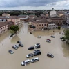 Cảnh ngập lụt sau những trận mưa lớn tại Lugo, Emilia-Romagna, Italy, ngày 18/5 vừa qua. (Ảnh: AFP/TTXVN)