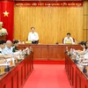 Phó Thủ tướng Lê Minh Khái phát biểu tại buổi làm việc với lãnh đạo tỉnh Tây Ninh. (Ảnh: Thanh Tân/TTXVN)