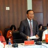 Ông Võ Xuân Ca, Chủ tịch Ủy ban Mặt trận Tổ quốc Việt Nam tỉnh Quảng Nam phát biểu ý kiến tại hội đàm. (Ảnh: Trịnh Bang Nhiệm/TTXVN)