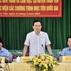 Phó thủ tướng Trần Lưu Quang phát biểu tại buổi làm việc với tỉnh Yên Bái về tình hình thực hiện các chương trình mục tiêu quốc gia. (Ảnh: Việt Dũng/TTXVN)