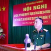 Thiếu tướng Nguyễn Đăng Khải, Phó Tư lệnh, Tham mưu trưởng Quân khu 2 phát biểu tại hội nghị. (Nguồn: Báo Quân đội Nhân dân)