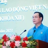 Chủ tịch Tổng Liên đoàn Lao động Việt Nam Nguyễn Đình Khang phát biểu. (Nguồn: Báo Đại biểu Nhân dân)