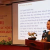 Bà Phạm Thị Kim Oanh, Phó Cục trưởng Cục Bản quyền tác giả phát biểu tại Hội nghị. (Ảnh: Thu Hương/TTXVN)