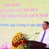 Bộ trưởng Bộ Văn hóa, Thể thao và Du lịch Nguyễn Văn Hùng phát biểu tại Hội nghị. (Ảnh: Thu Hương/TTXVN)