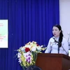 Bà Vũ Thị Huỳnh Mai, Chủ nhiệm Ủy ban về Người Việt Nam ở nước ngoài Thành phố Hồ Chí Minh, phát biểu tại buổi họp mặt. (Ảnh: Xuân Khu/TTXVN)