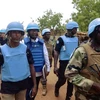 Lực lượng MINUSMA tuần tra tại thị trấn Konna, Mali. (Ảnh: AFP/TTXVN)
