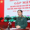 Đại tướng Phan Văn Giang, Ủy viên Bộ Chính trị, Phó Bí thư Quân ủy Trung ương, Bộ trưởng Bộ Quốc phòng phát biểu. (Ảnh: Trọng Đức/TTXVN)