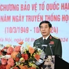 Đại tướng Phan Văn Giang phát biểu tại Lễ đón nhận Huân chương Bảo vệ Tổ quốc hạng Ba và kỷ niệm 75 năm Ngày truyền thống Học viện Quân y. (Nguồn: TTXVN phát)