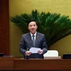 Phó Chủ tịch Quốc hội Nguyễn Khắc Định điều hành phiên chất vấn và trả lời chất vấn. (Ảnh: Phạm Kiên/TTXVN)