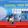 Màn trình diễn Yoga tại chương trình Festival Yoga tỉnh Hà Nam năm 2024. (Ảnh: Đại Nghĩa/TTXVN)