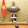 Thủ tướng Phạm Minh Chính phát biểu tại Phiên họp Chính phủ chuyên đề về xây dựng pháp luật tháng 3/2024. (Ảnh: Dương Giang/TTXVN)