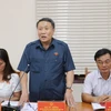 Ông Hà Sỹ Đồng, Phó Chủ tịch UBND tỉnh Quảng Trị, phát biểu tại buổi làm việc. (Ảnh: Thanh Thủy/TTXVN)