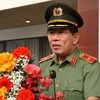 Thiếu tướng Vũ Xuân Viên, Giám đốc Công an thành phố Đà Nẵng phát biểu tại Lễ ra quân. (Ảnh: Quốc Dũng/TTXVN)