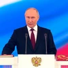 Tổng thống Nga Vladimir Putin tuyên thệ trong lễ nhậm chức tại Điện Kremlin ở Moscow, Nga ngày 7/5. (Nguồn: